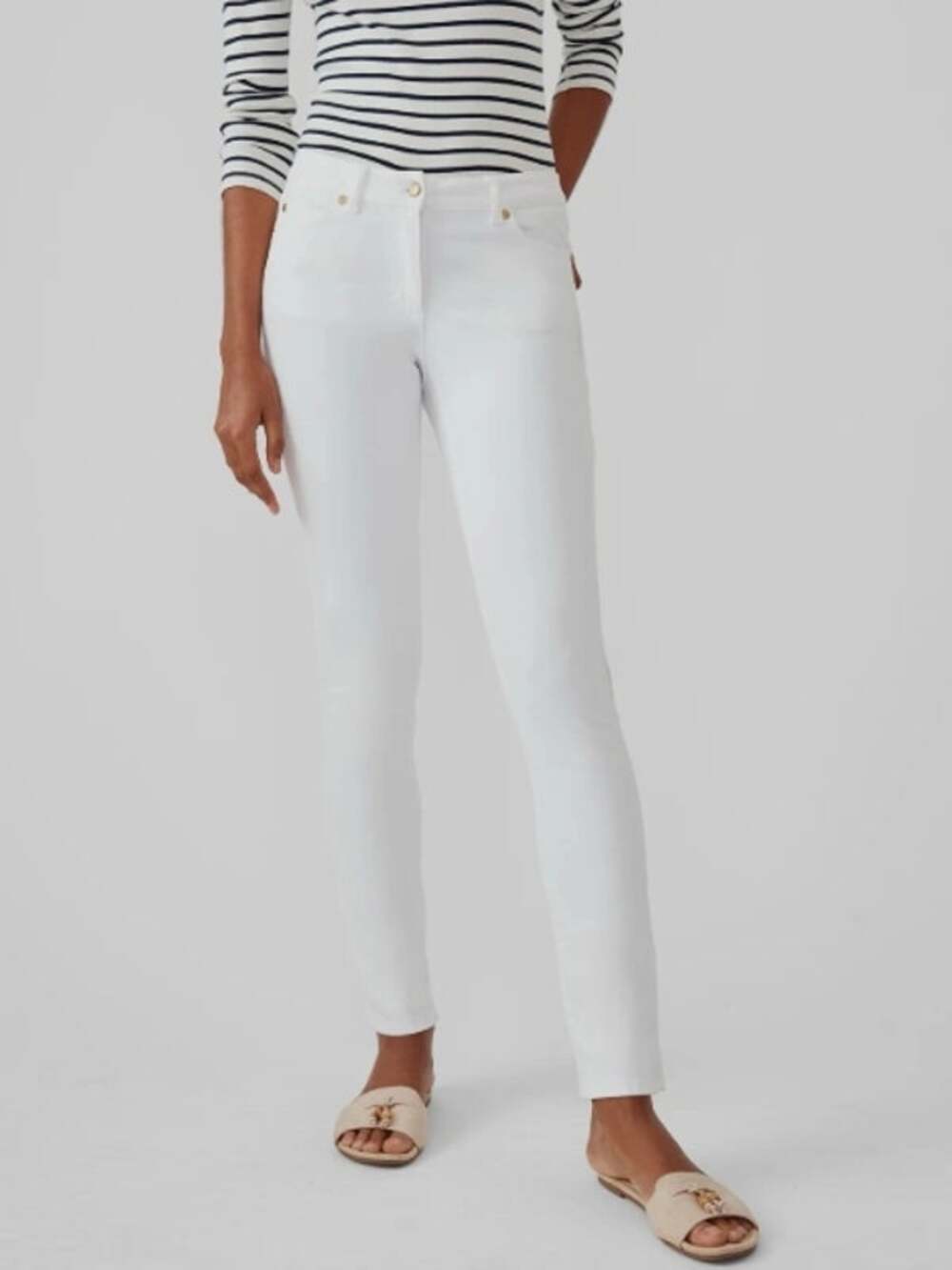 J. McLaughlin Lexi Jean Size 6 White Stretch Denim Skinny Coastal Yacht Wear